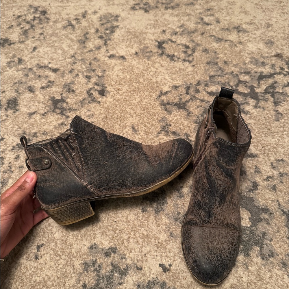 Jessica Cline Distressed Leather Ankle Boots - Brown